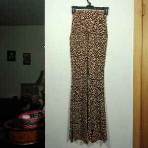 Lars Denim Leopard Print Women's Stretchy High Waist Bell Bottom Flare Pants S